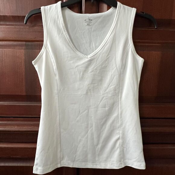 Champion White V-Neck Performance Athletic Athleisure Stretch Sporty Tank XS - Picture 1 of 4